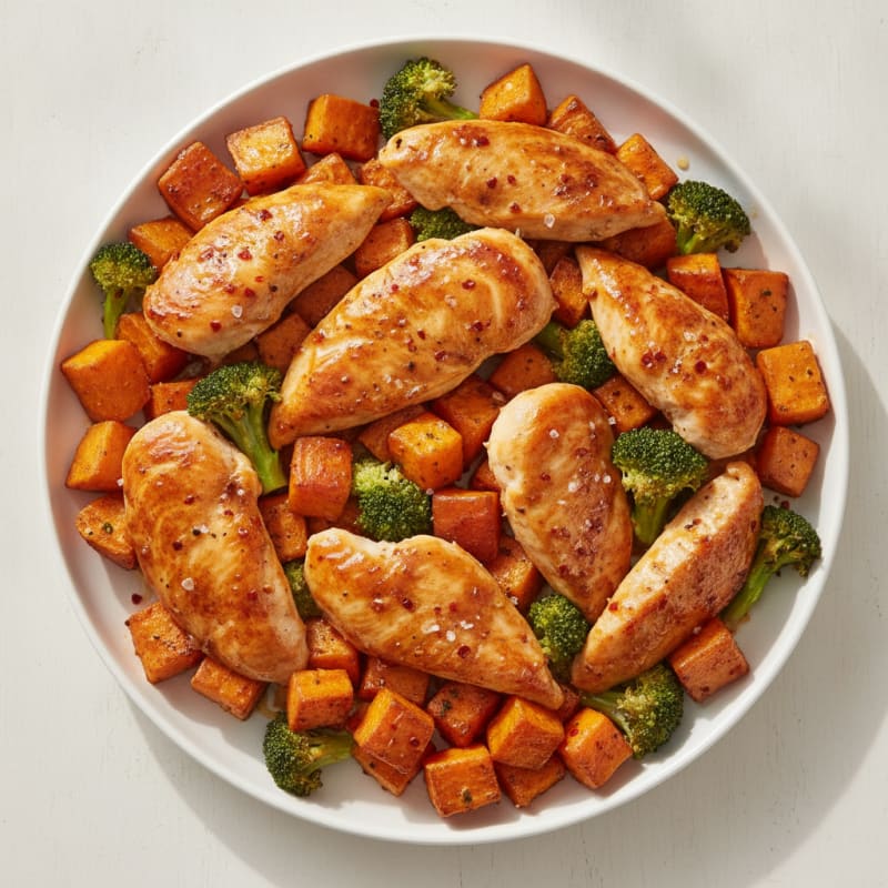 Sheet Pan Honey-Garlic Chicken and Sweet Potatoes