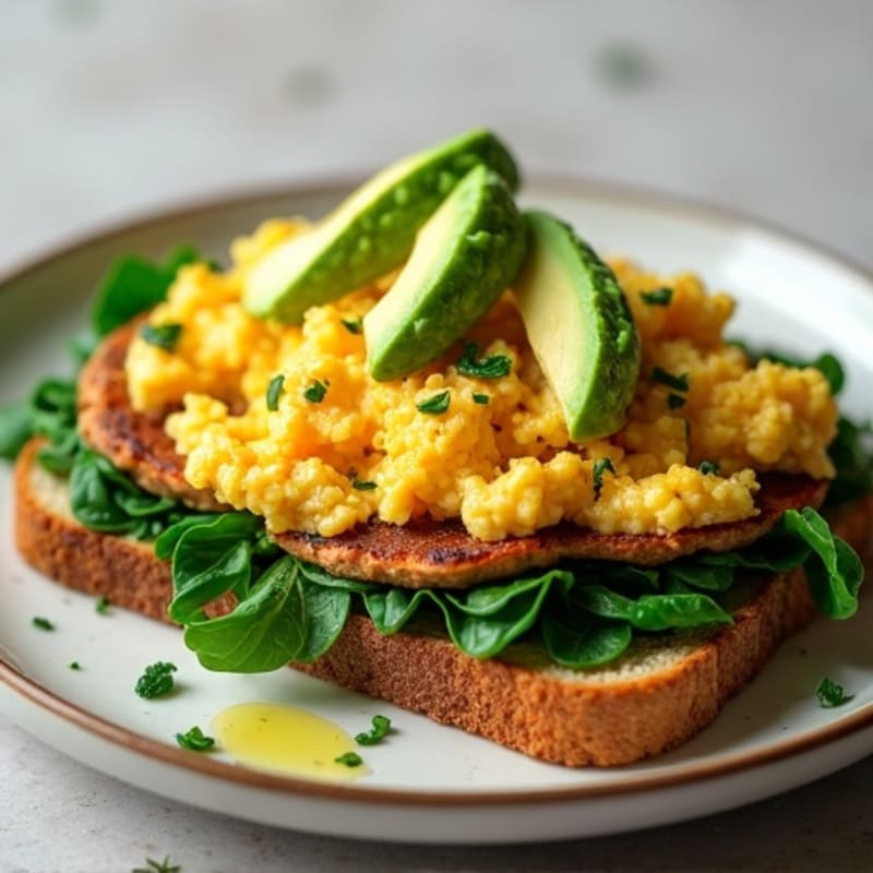 Egg White and Turkey Sausage Scramble with Sautéed Spinach