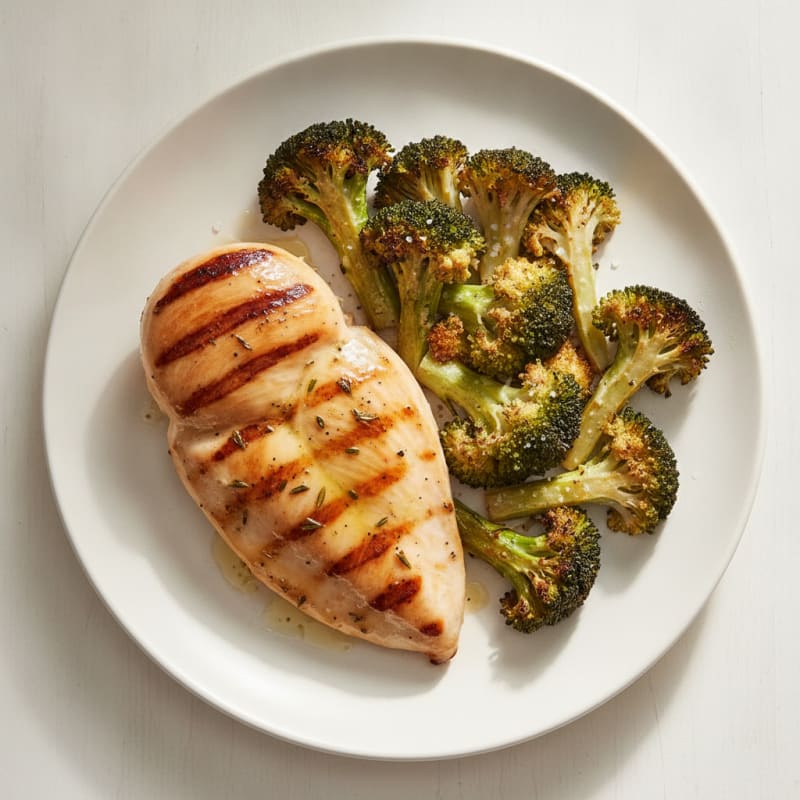 Grilled Chicken Breast with Roasted Broccoli