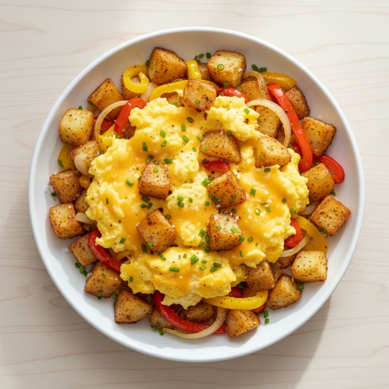 Golden Cheesy Egg and Potato Bowl