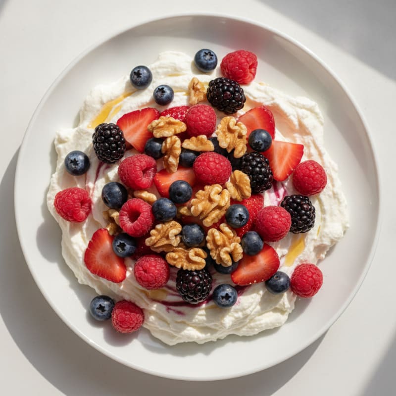 Silky Greek Yogurt Protein Mousse with Mixed Berries