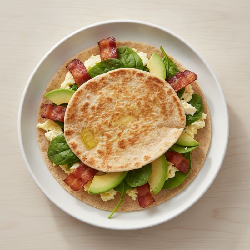 Crispy Turkey Bacon and Egg White Breakfast Wrap with Spinach