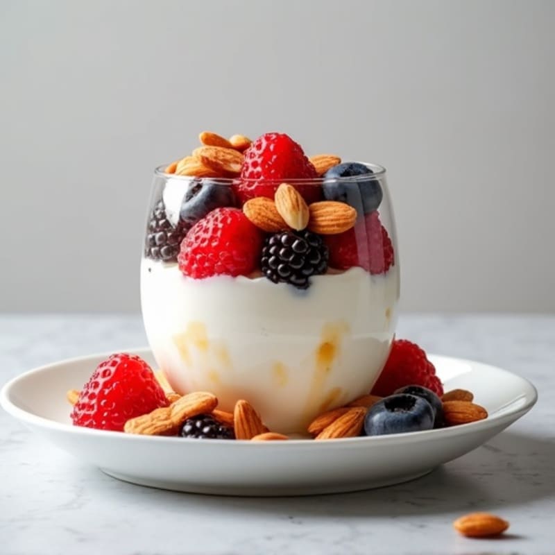 Greek Yogurt Protein Parfait with Mixed Berries and Almonds