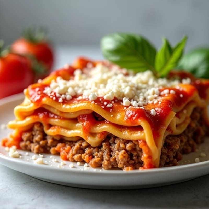 Baked Lasagna with Lean Ground Beef and Creamy Ricotta