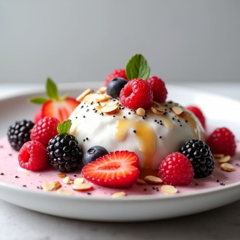 Silky Greek Yogurt Protein Mousse with Mixed Berries