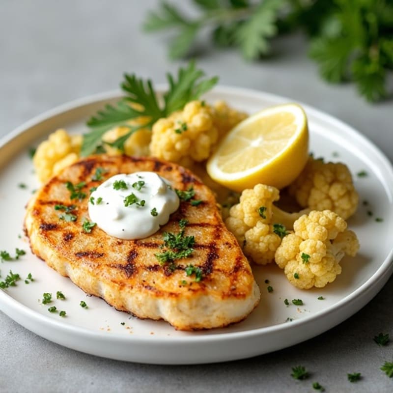 Grilled Tilapia with Roasted Cauliflower and Fresh Herbs