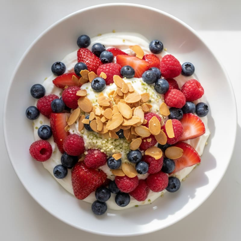 Greek Yogurt Protein Parfait with Mixed Berries