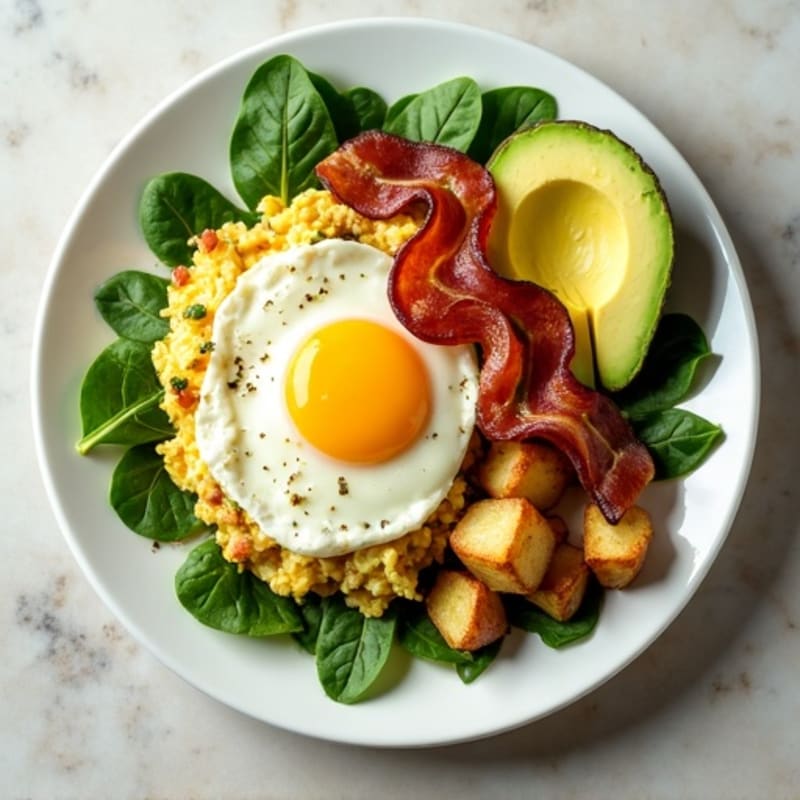 Egg White Scramble with Spinach and Turkey Bacon