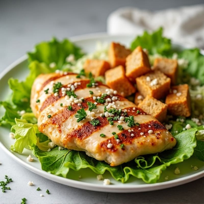 Crispy Herb-Grilled Chicken Caesar with Fresh Romaine