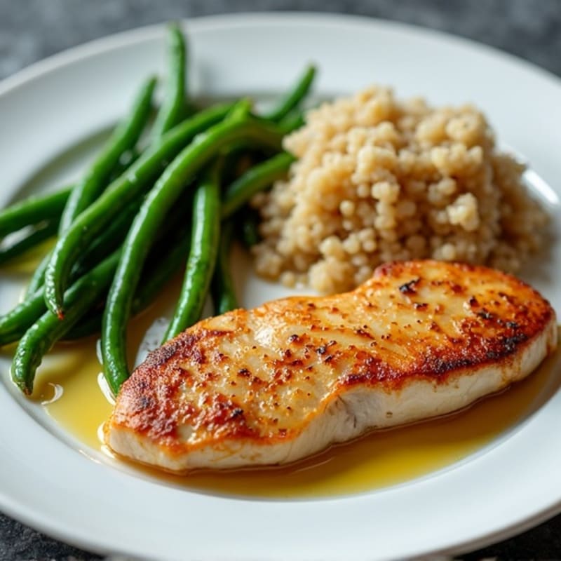 Seared Turkey Breast with Steamed Green Beans and Quinoa
