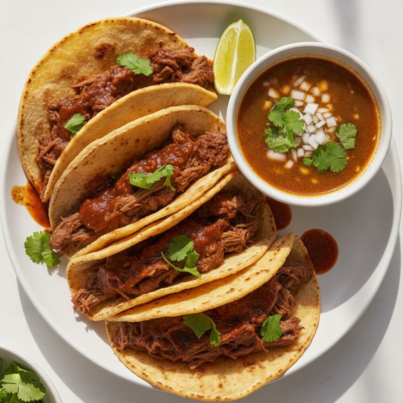 Birria Beef Tacos with Consommé