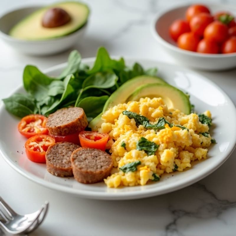 Egg White and Turkey Sausage Scramble with Spinach