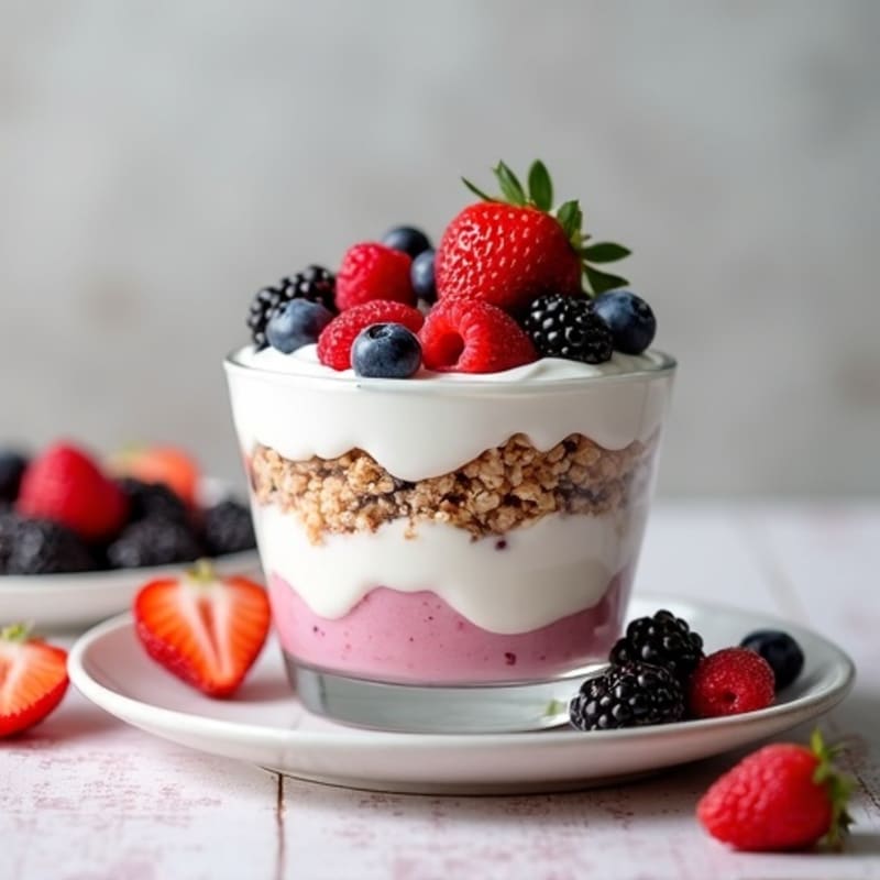 Creamy Greek Yogurt Parfait with Mixed Berries and Protein Crunch
