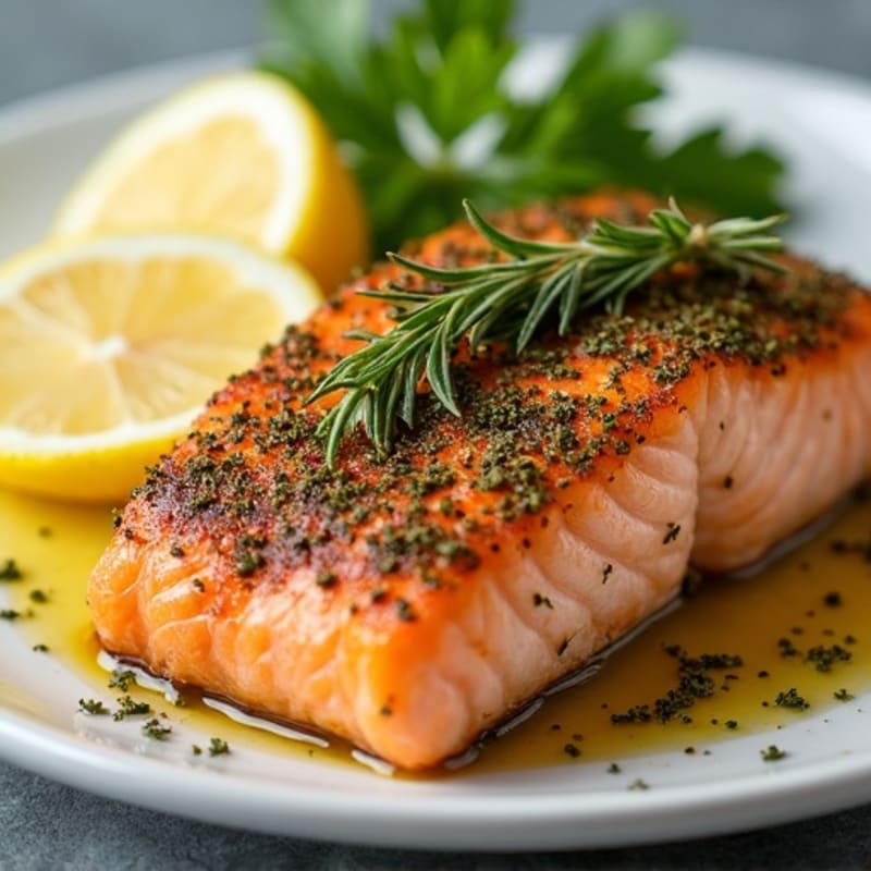 Herb-Crusted Pan Seared Salmon with Lemon