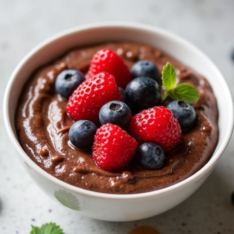 Silky Chocolate Protein Pudding with Fresh Berries