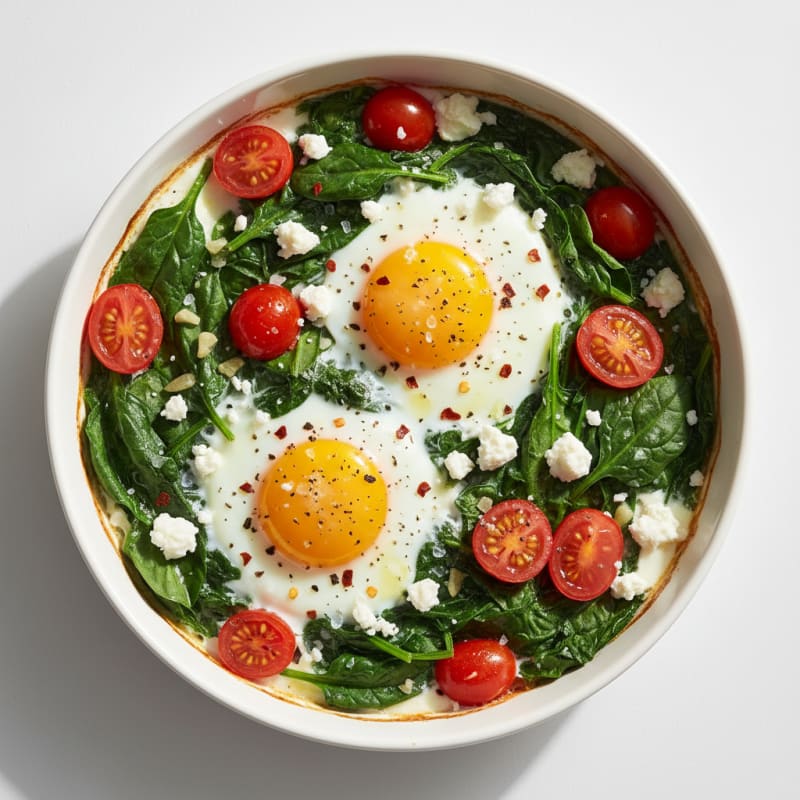 Baked Eggs with Spinach and Feta