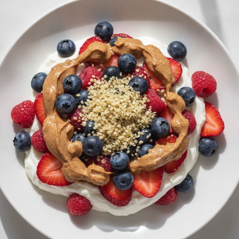 Greek Yogurt Parfait with Mixed Berries and Almond Butter