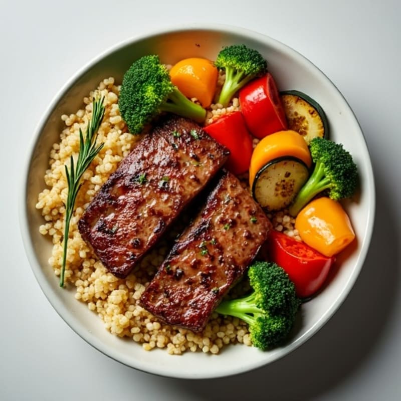 Garlic-Herb Venison Steak Bowl with Roasted Vegetables