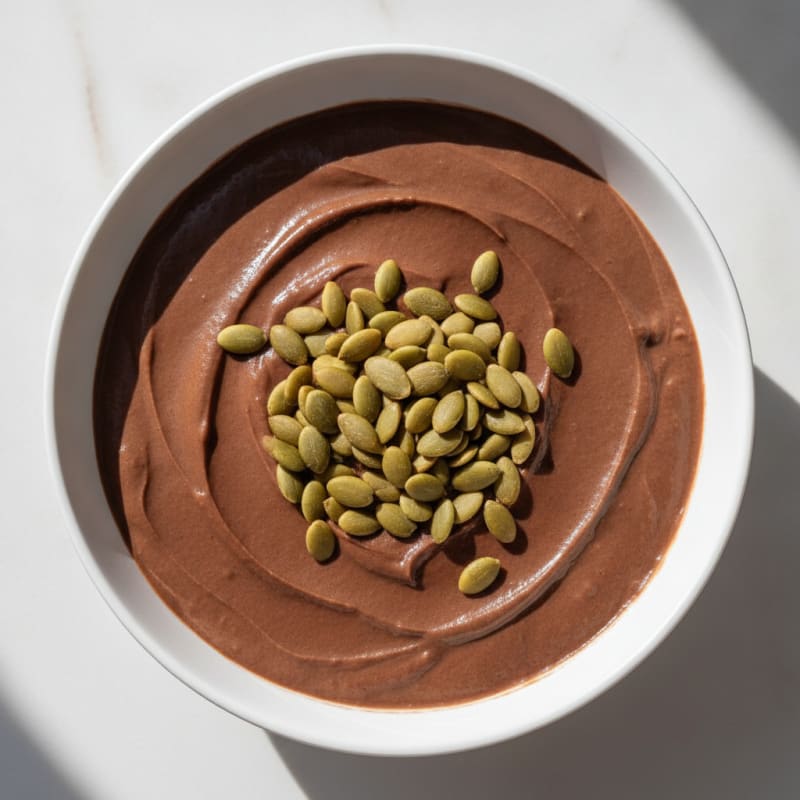 Silky Chocolate Protein Pudding with Toasted Pumpkin Seeds