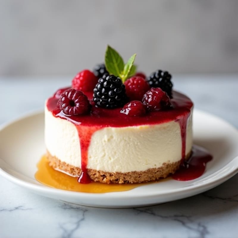 Greek Yogurt Protein Cheesecake with Berry Compote