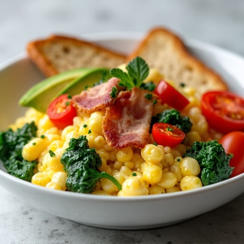 Egg White Scramble with Spinach and Turkey Bacon