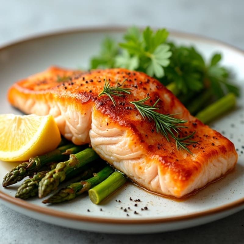 Crispy Lemon-Dill Roasted Salmon with Roasted Asparagus