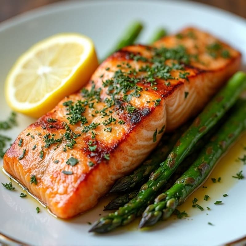 Lemon Herb Grilled Salmon with Roasted Asparagus