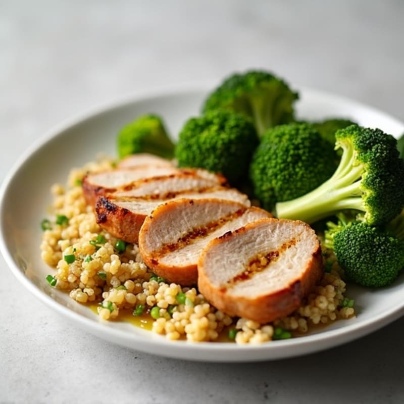 Grilled Turkey Breast with Quinoa and Roasted Broccoli
