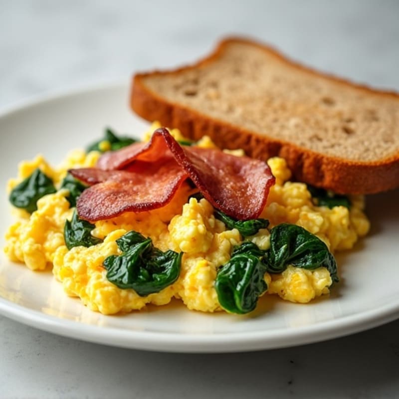 Egg White Scramble with Spinach and Turkey Bacon
