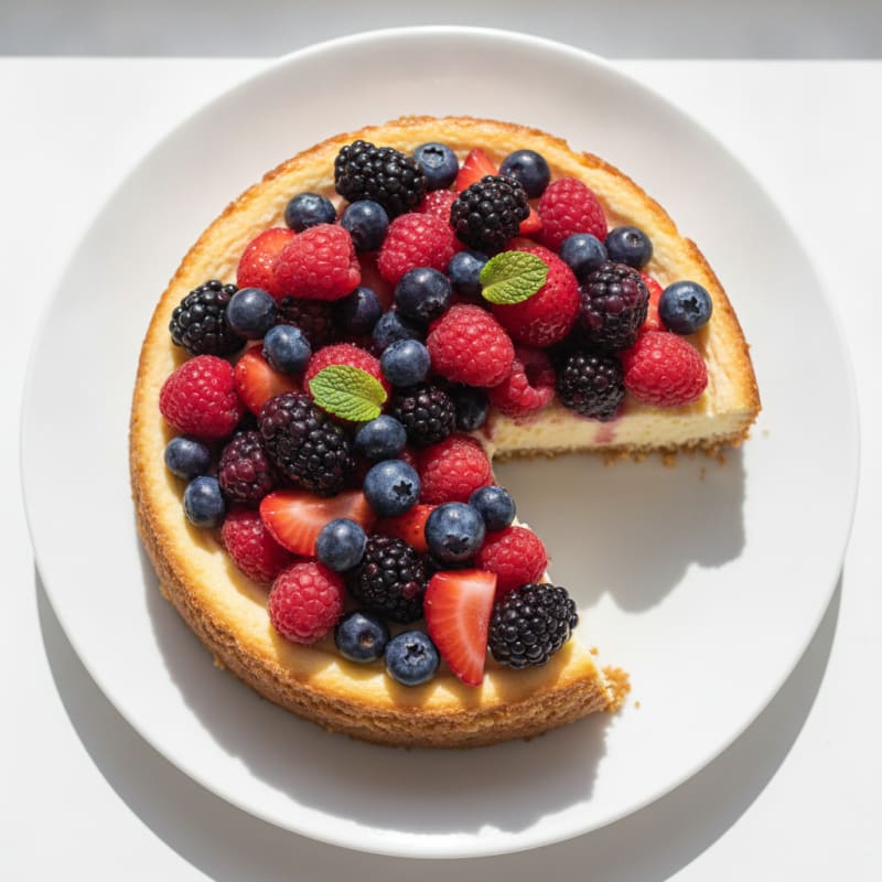 Greek Yogurt Protein Cheesecake with Mixed Berries