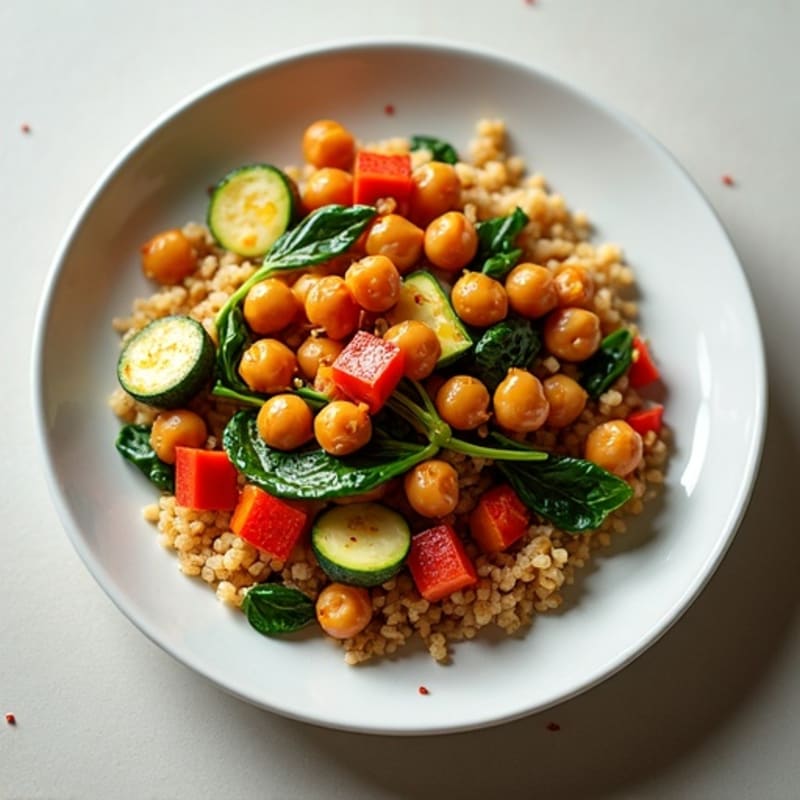Garlicky Smoked Paprika Chickpeas with Sautéed Vegetables