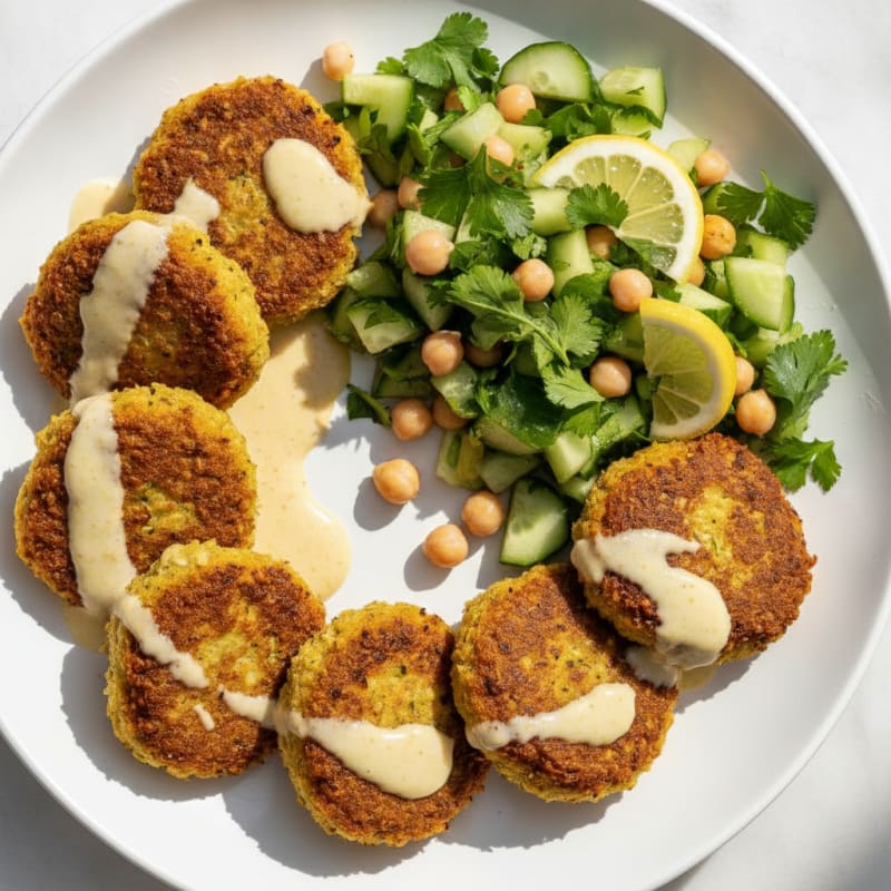 Crispy Falafel with Lemon-Tahini Drizzle