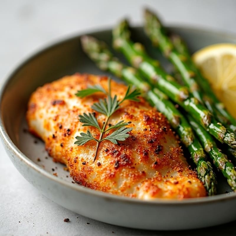 Crispy Cajun Blackened Catfish with Roasted Asparagus