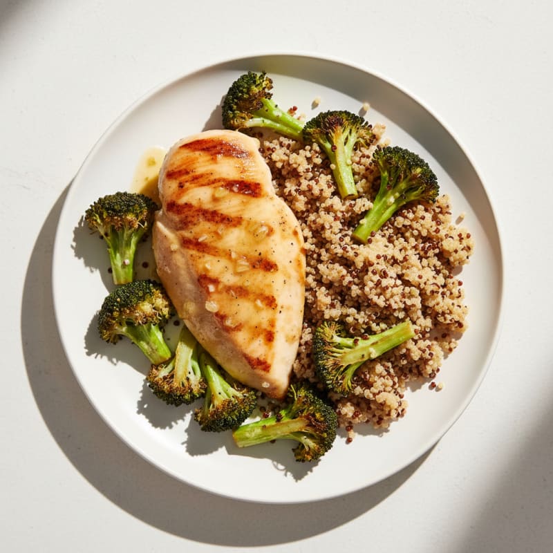 Grilled Chicken Breast with Roasted Broccoli and Quinoa