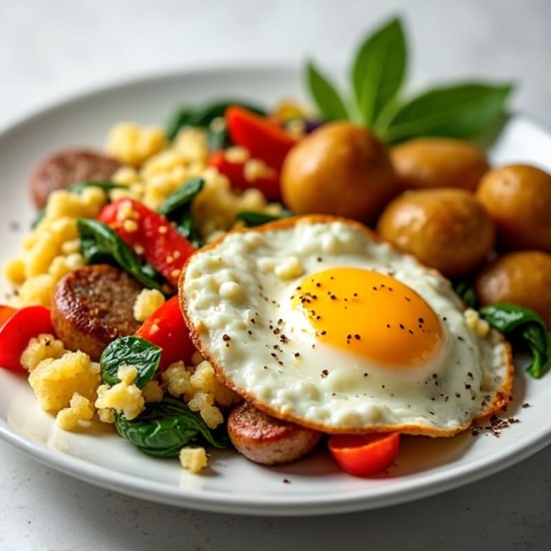 Egg White and Turkey Sausage Scramble with Roasted Potatoes