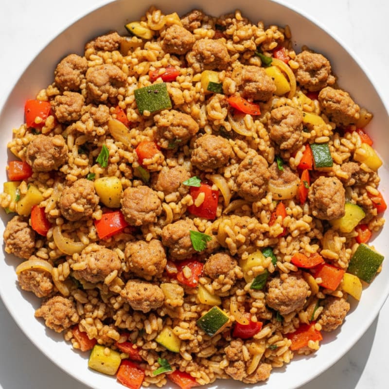 Sausage and Vegetable Rice Skillet