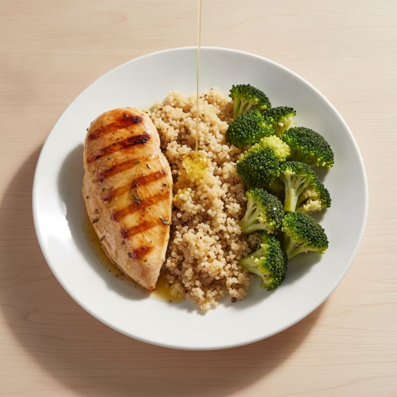Grilled Chicken Breast with Quinoa and Steamed Broccoli
