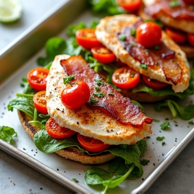 Sheet Pan Chicken BLT with Crispy Turkey Bacon and Roasted Tomatoes