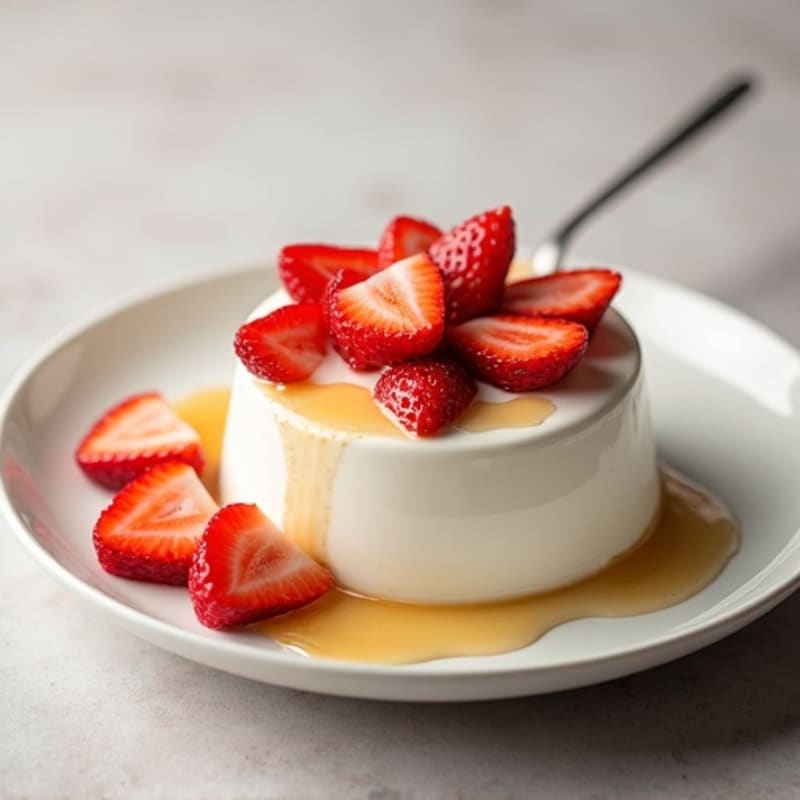Vanilla Protein Yogurt with Sliced Strawberries