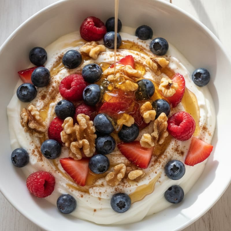 High-Protein Greek Yogurt with Honey and Berries