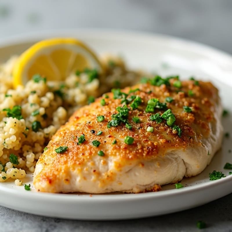 Herb-Crusted Chicken with Lemon Garlic Quinoa