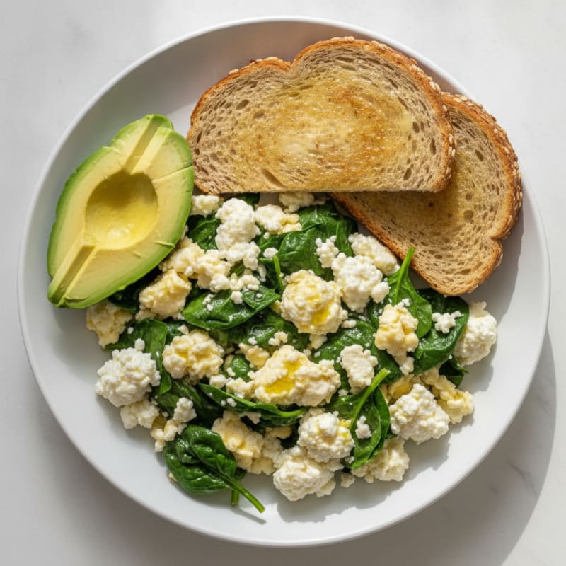 Egg White Scramble with Cottage Cheese and Spinach