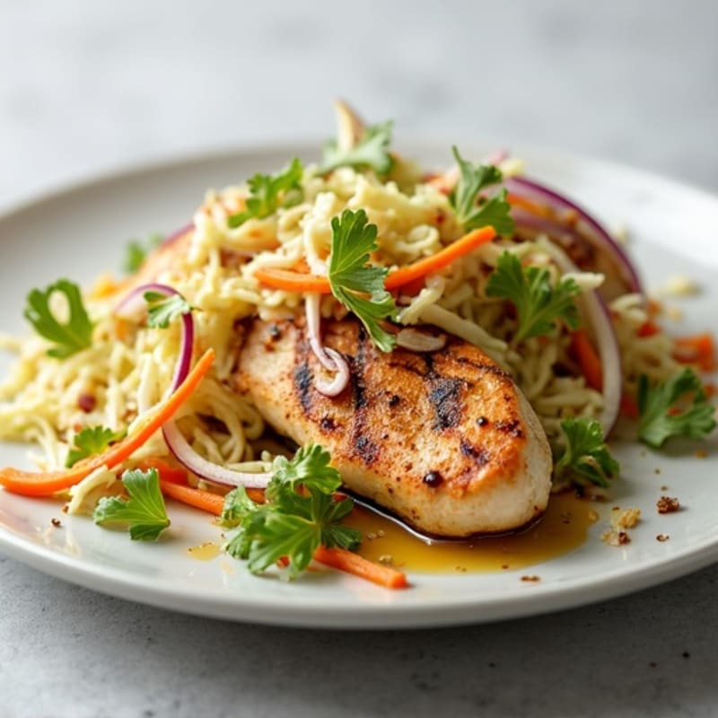 Grilled Chicken Breast with Crunchy Cabbage Slaw