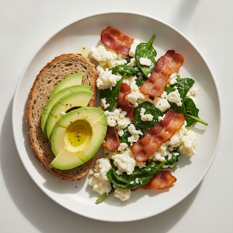 Scrambled Egg Whites with Spinach and Turkey Bacon