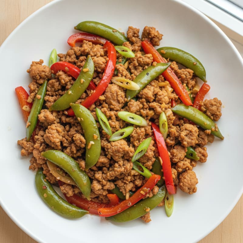 Lean Turkey Stir-Fry with Bell Peppers and Snap Peas