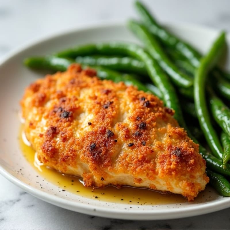 Crispy Buttermilk Baked Chicken with Roasted Green Beans
