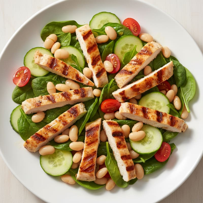 Grilled Chicken Spinach Salad with White Beans