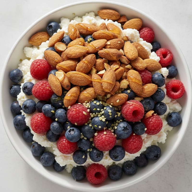 Cottage Cheese and Berry Protein Parfait with Almonds