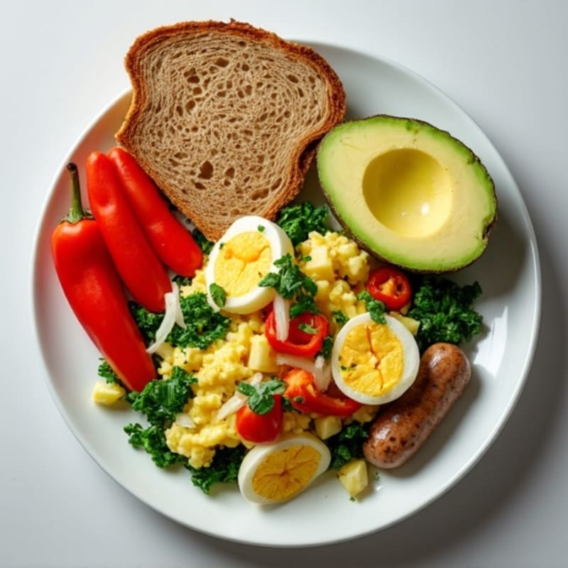 Egg White Veggie Scramble with Turkey Sausage