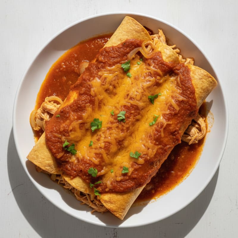 Chicken Enchiladas with Red Chili Sauce